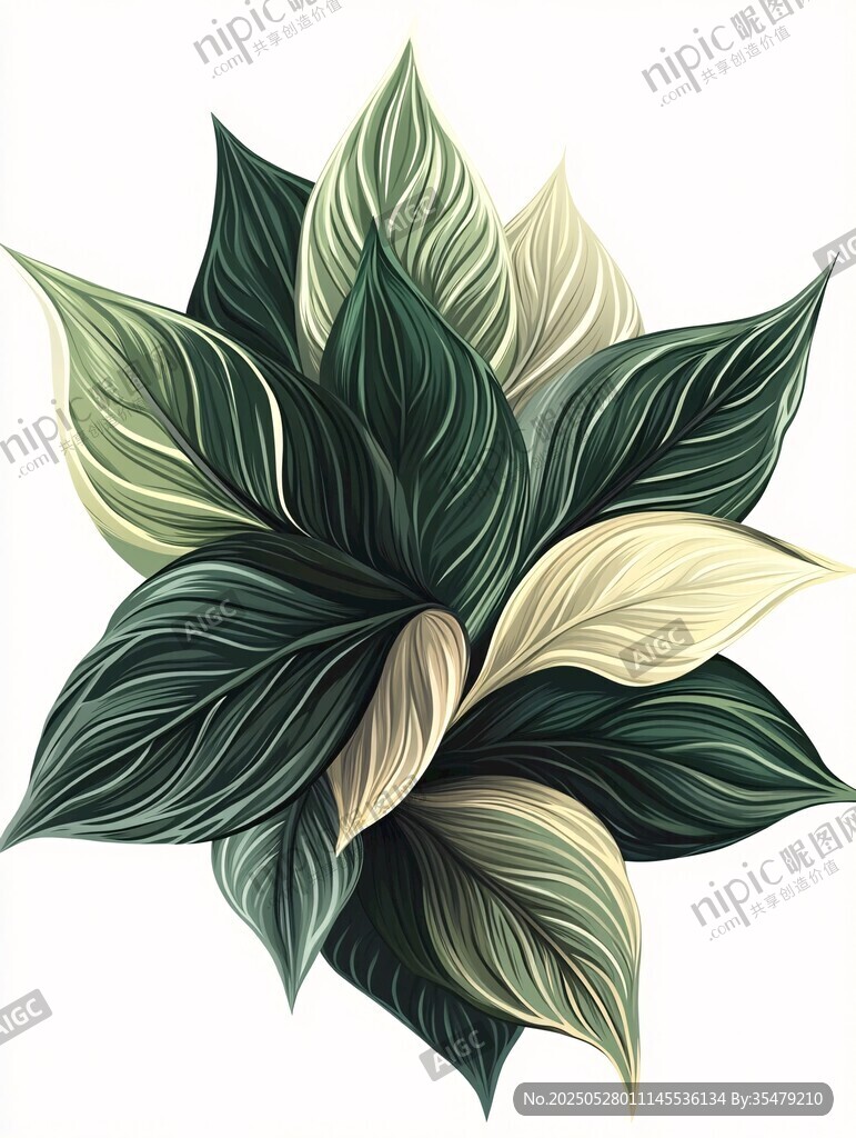 清新绿叶植物插画