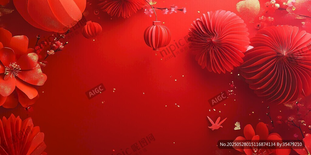 喜庆红色中式节庆装饰图