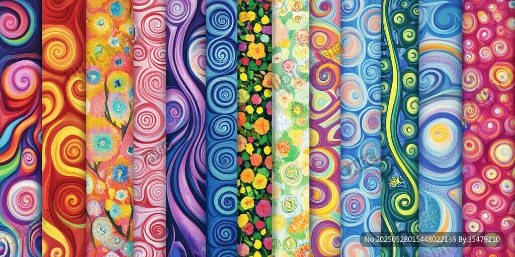 多彩绚丽花纹布料展示
