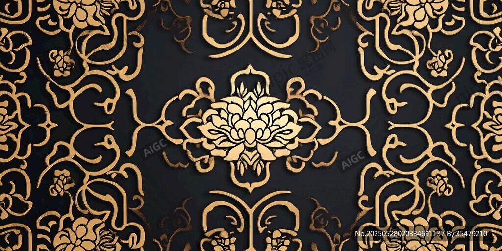 黑金中式古典花纹图案