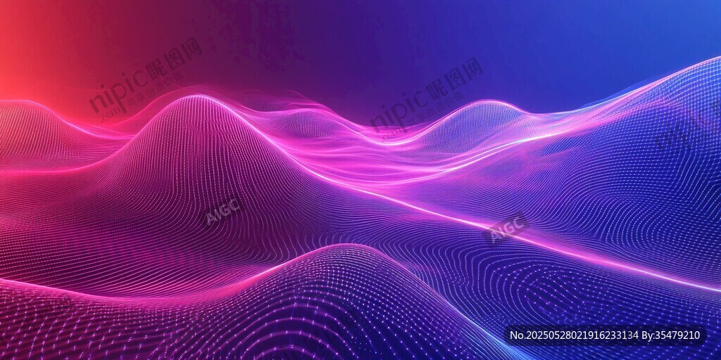 梦幻渐变波浪科技背景图
