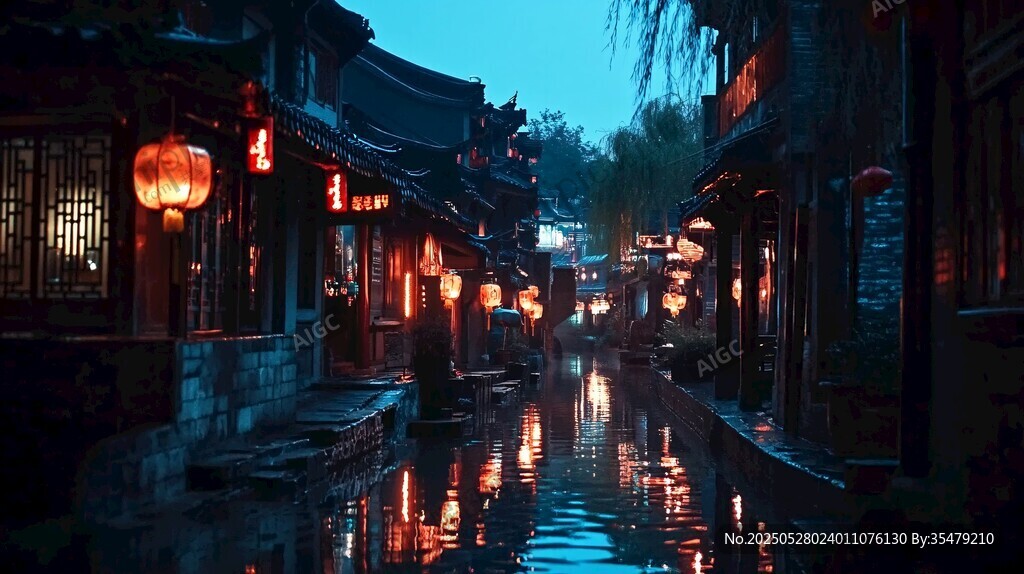 江南水乡夜景 古韵悠长