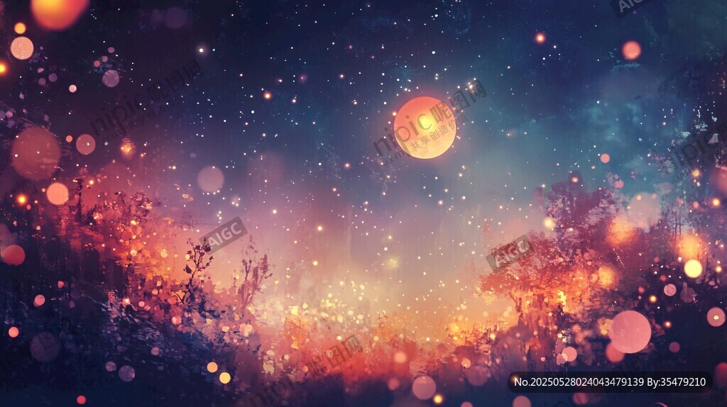 梦幻星空下的浪漫夜景