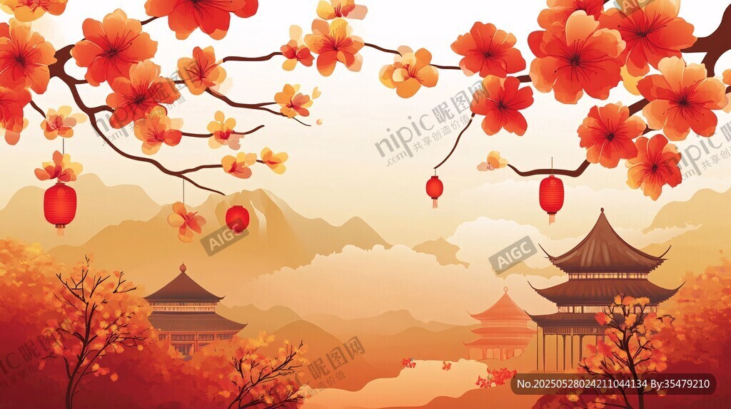 春日古风美景赏繁花古建