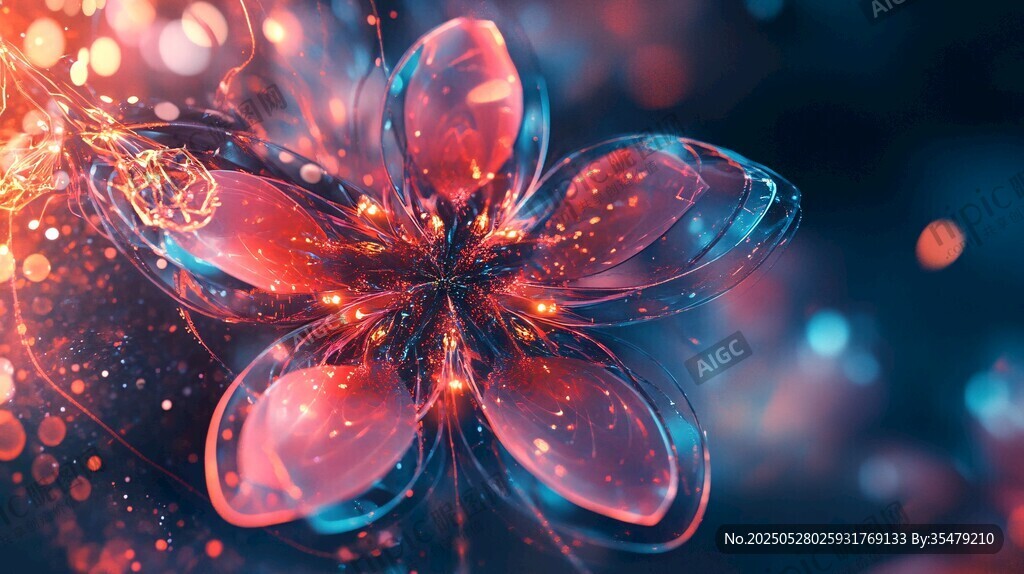 梦幻炫彩科技花朵绽放