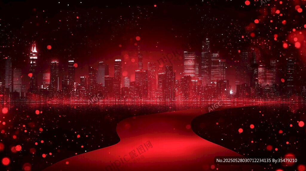 红色梦幻都市夜景之路