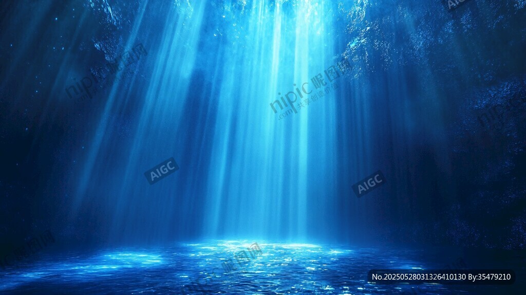 梦幻蓝调森林光束美景