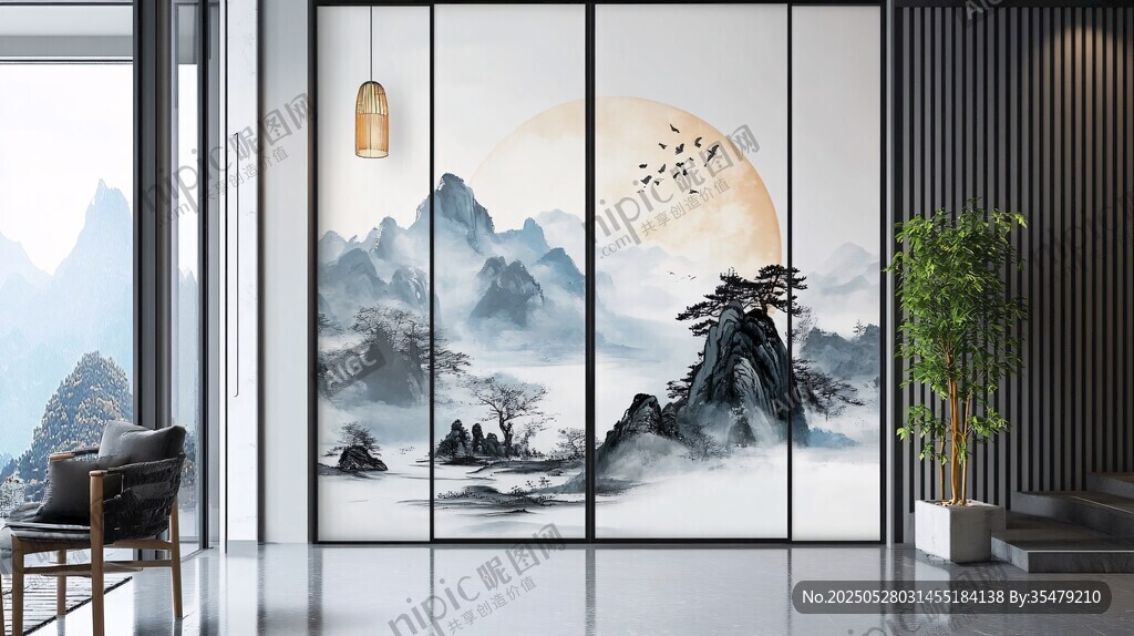 中式山水屏风客厅新景致