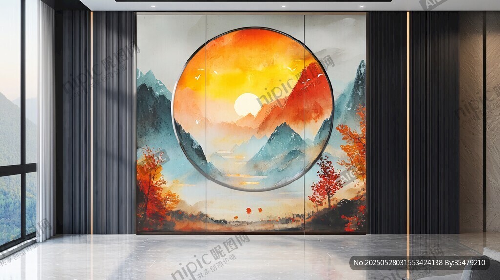 中式山水圆画 尽显雅致意境