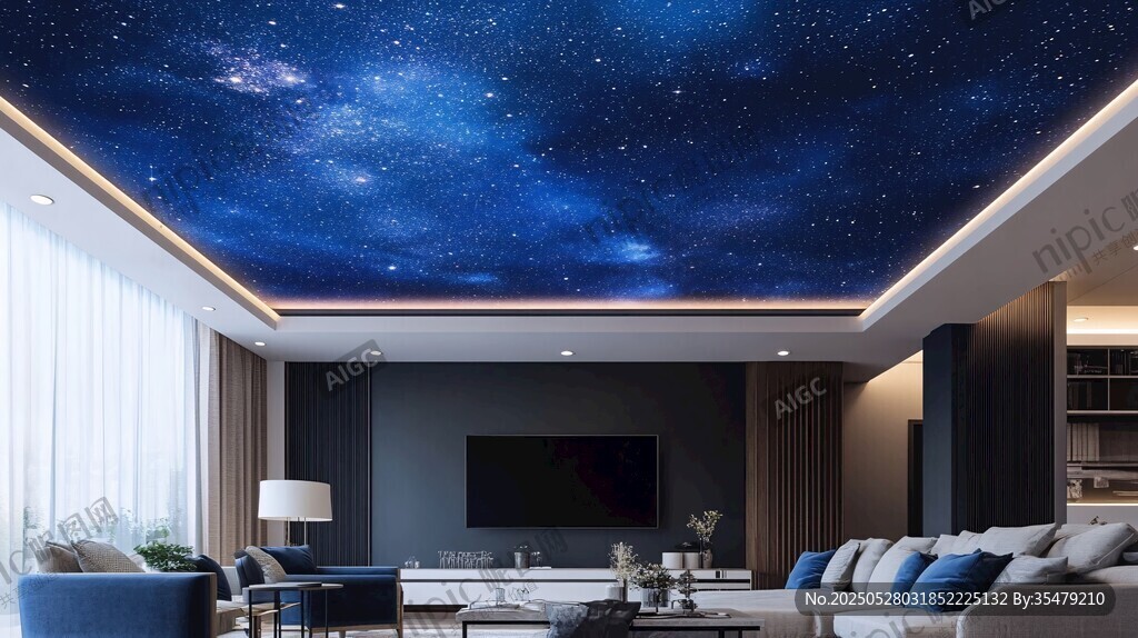 梦幻星空客厅天花板设计