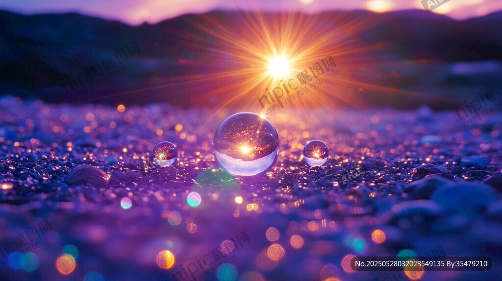 阳光下的梦幻水滴景观
