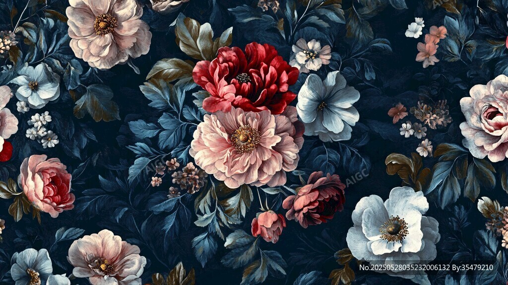 复古繁花图案背景纹理