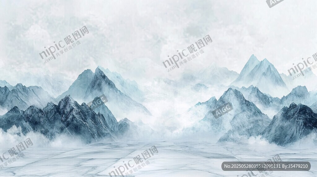 水墨群山 云雾缭绕意境美