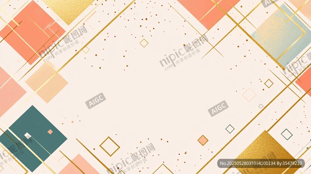 几何色块金色线条背景图
