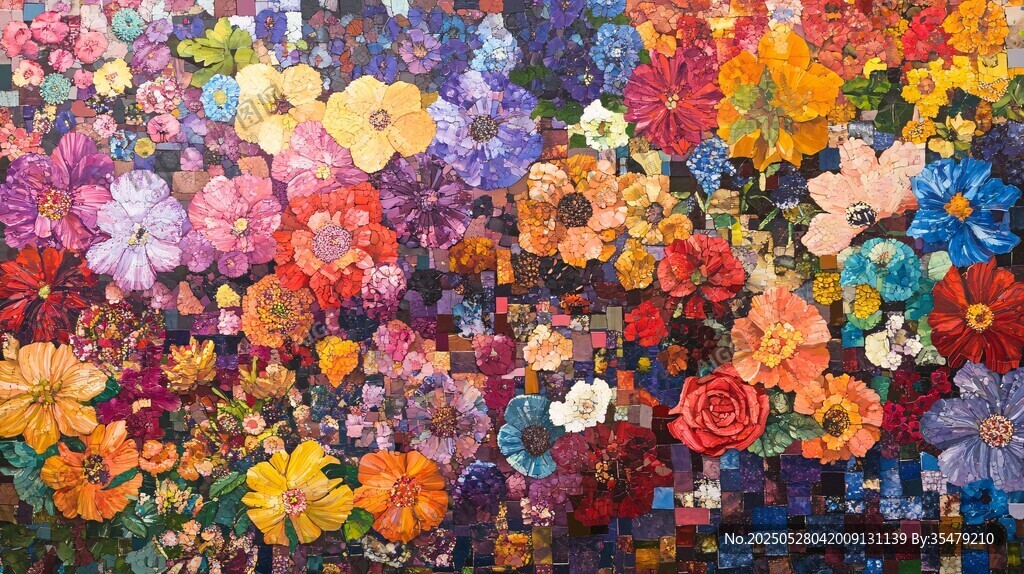 缤纷花卉艺术拼图盛宴
