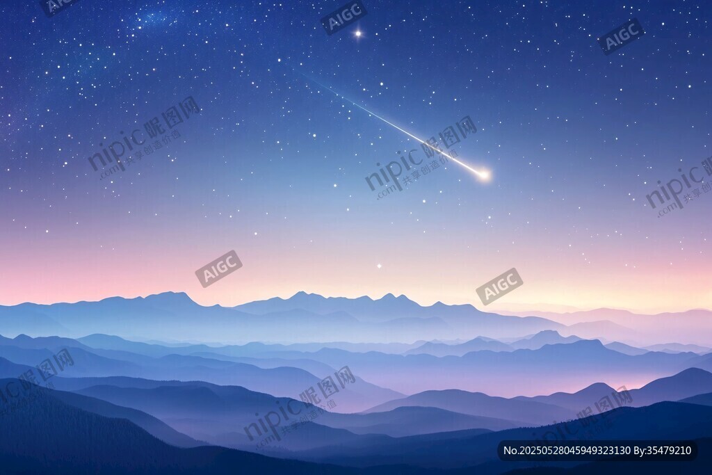 山间星空下的流星美景