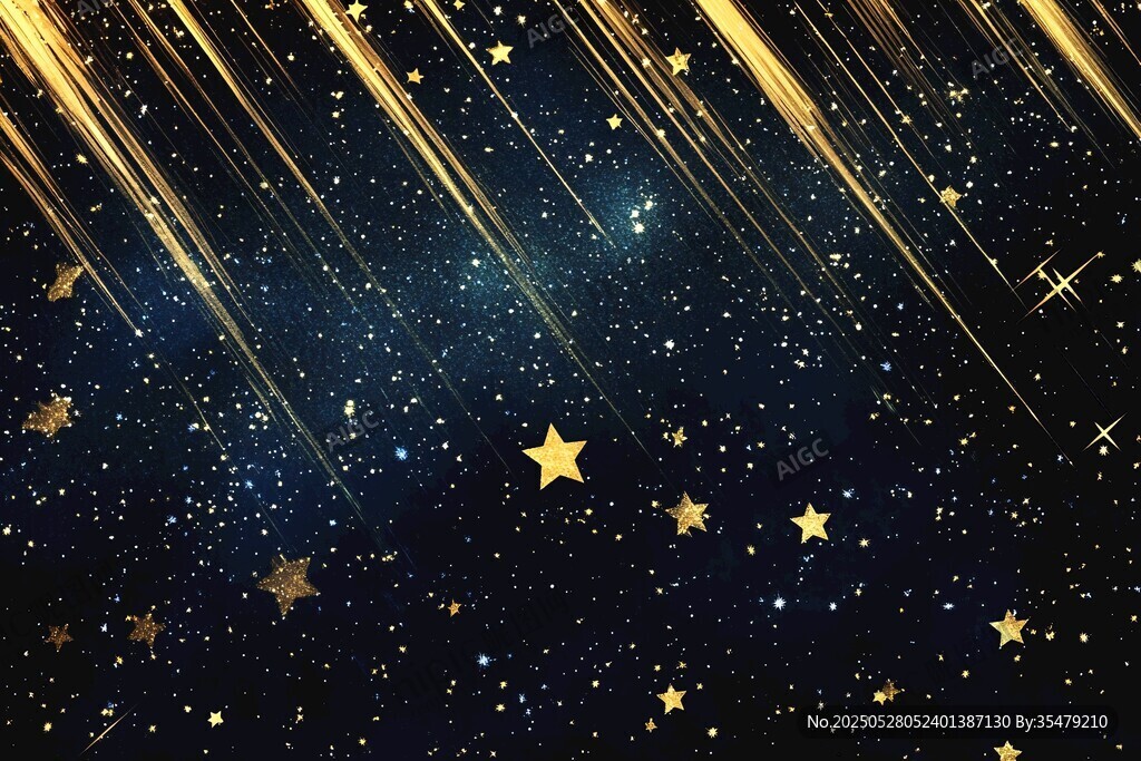 梦幻金色星空流星背景图