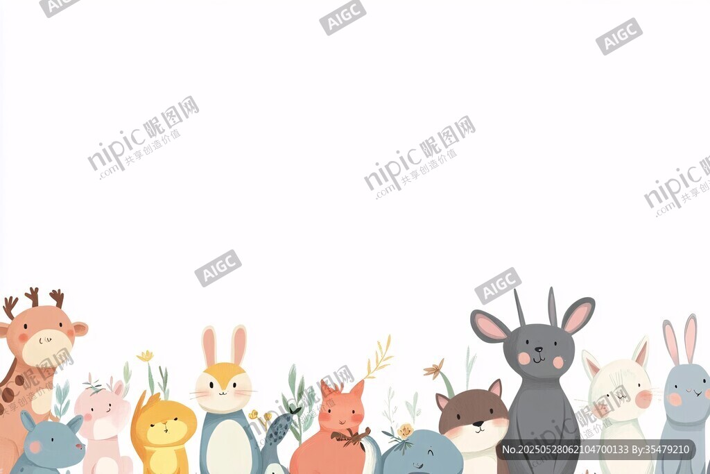 可爱动物排成排