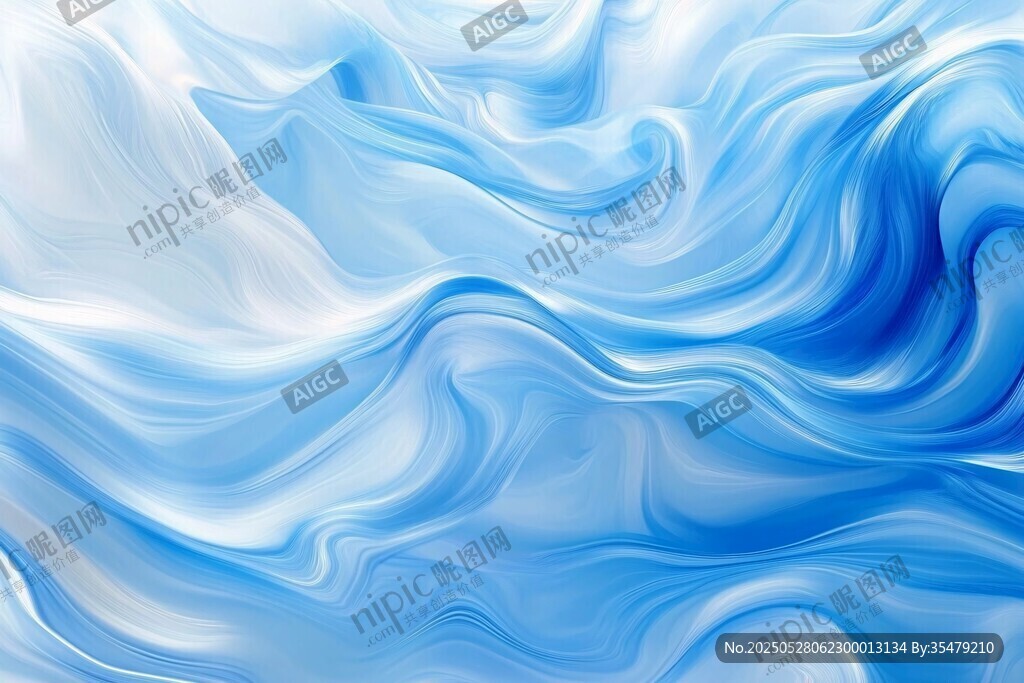 梦幻蓝白流体纹理背景图