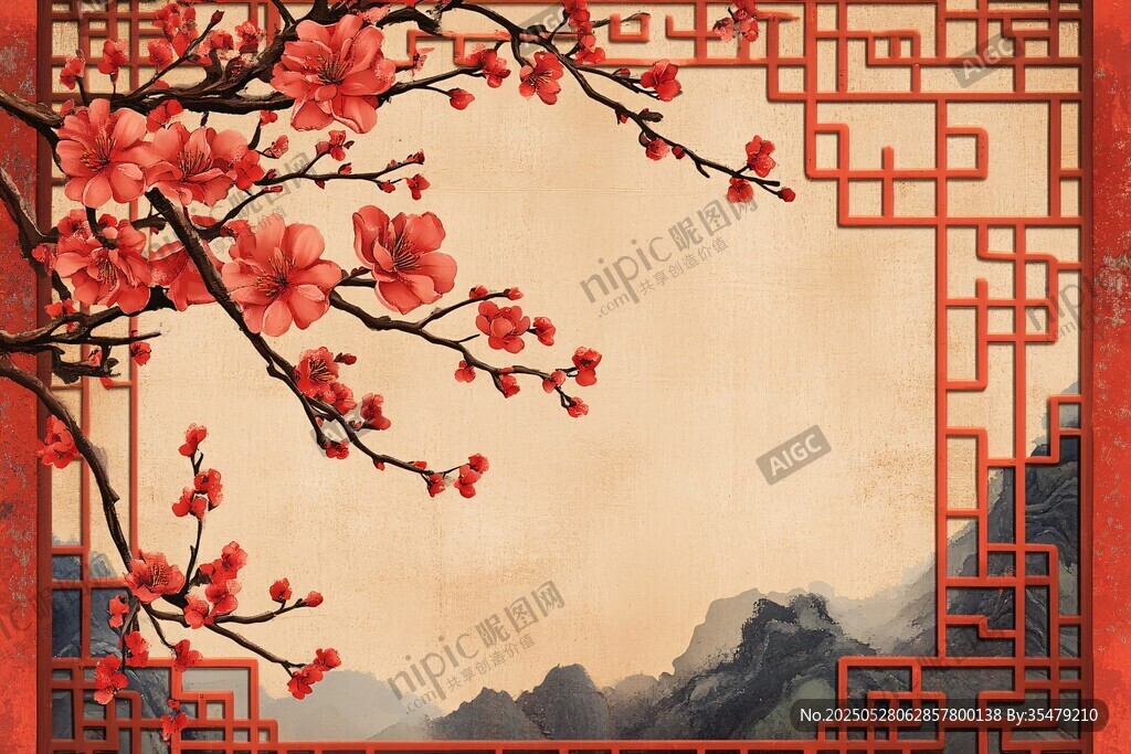 中式红梅窗景 雅致意境
