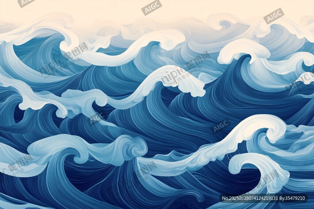 海浪涌动的梦幻海洋景象