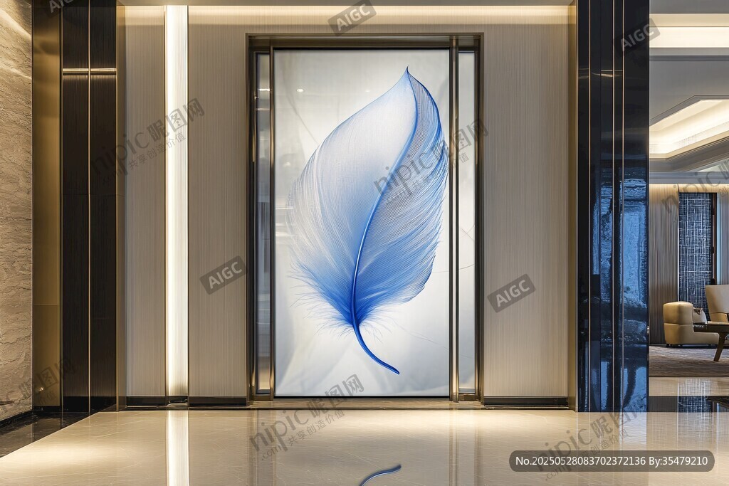 蓝羽玄关画 打造雅致空间