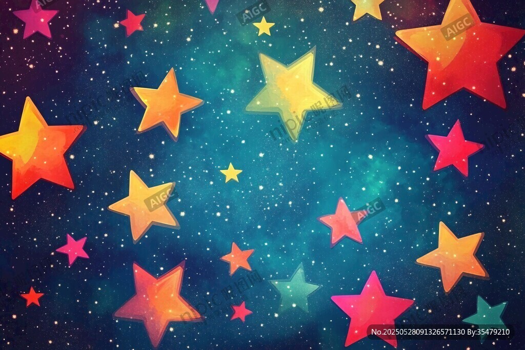 梦幻多彩星星夜空背景