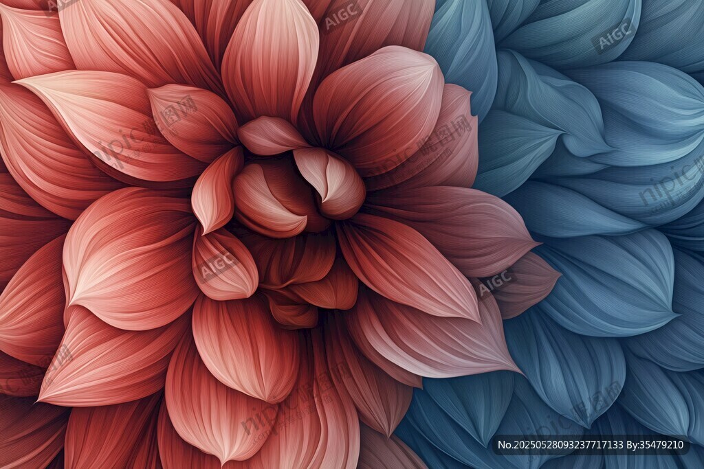 双色绚丽花朵艺术插画