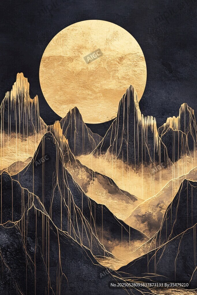月夜下的壮丽山川景象