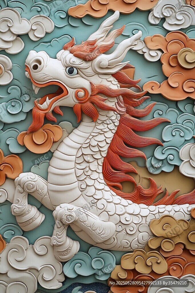 中式浮雕龙 云间祥瑞之姿