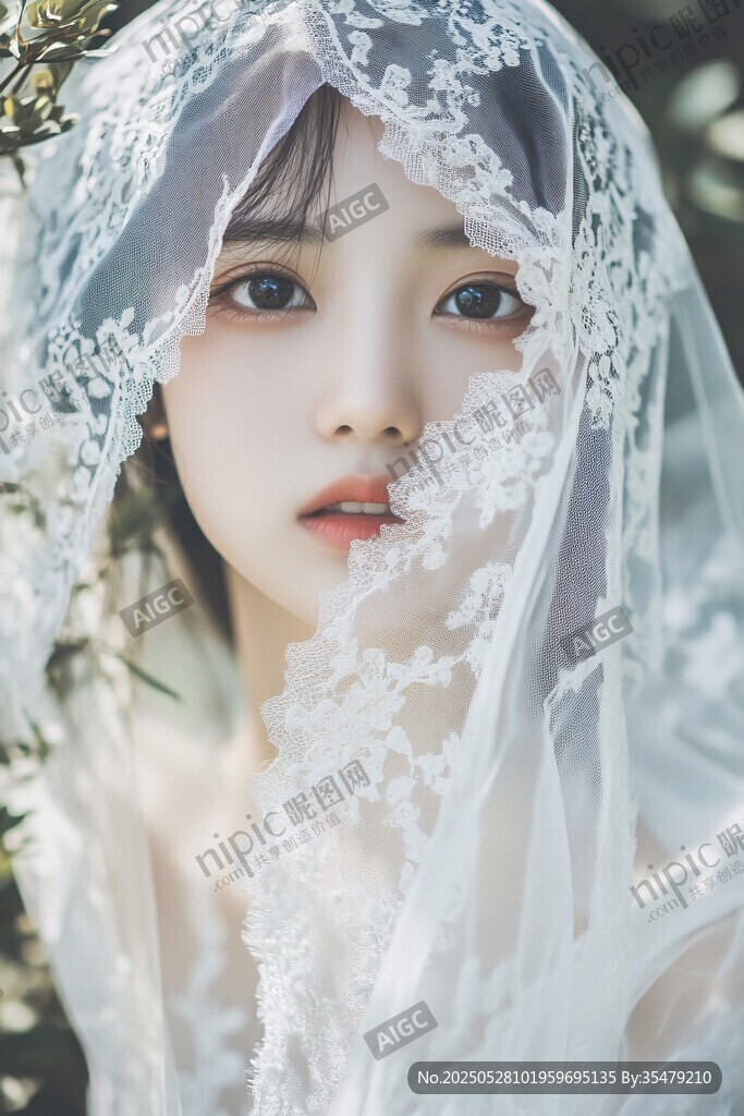 蕾丝面纱下的唯美少女