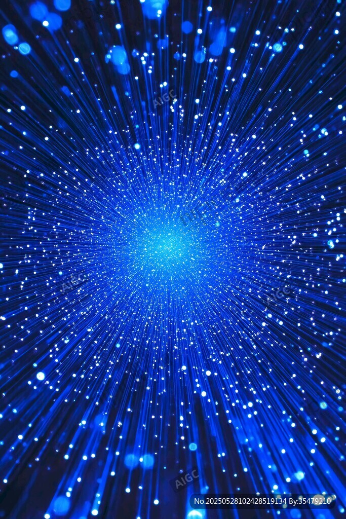 蓝色星空粒子放射背景图