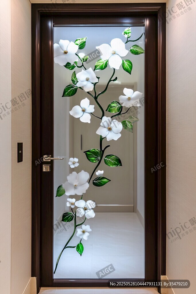 花卉玻璃门 优雅家居装饰
