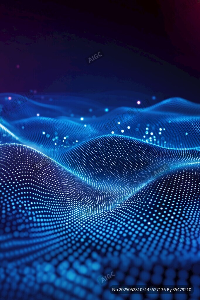 科技感蓝色粒子波浪背景