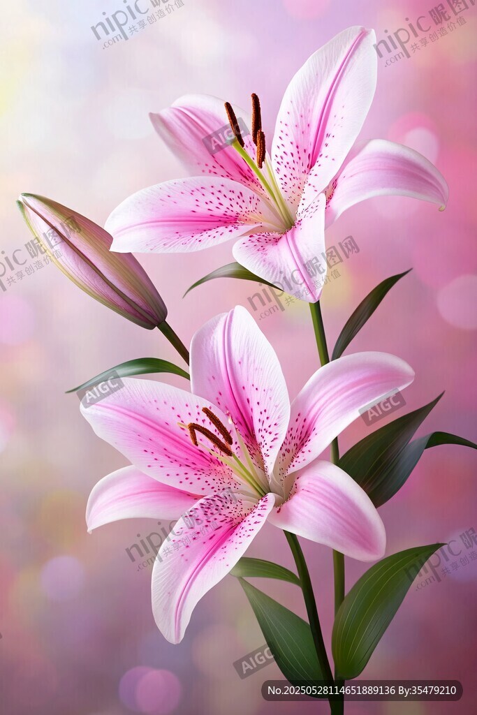 粉色梦幻百合花绽放