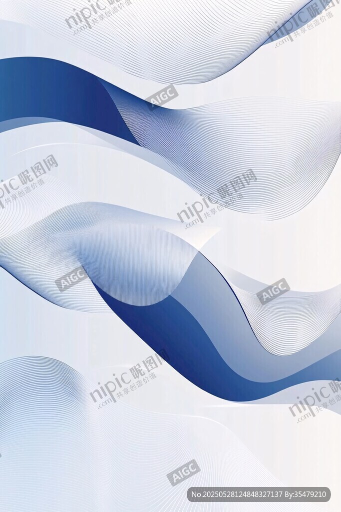 蓝白渐变波浪抽象背景图