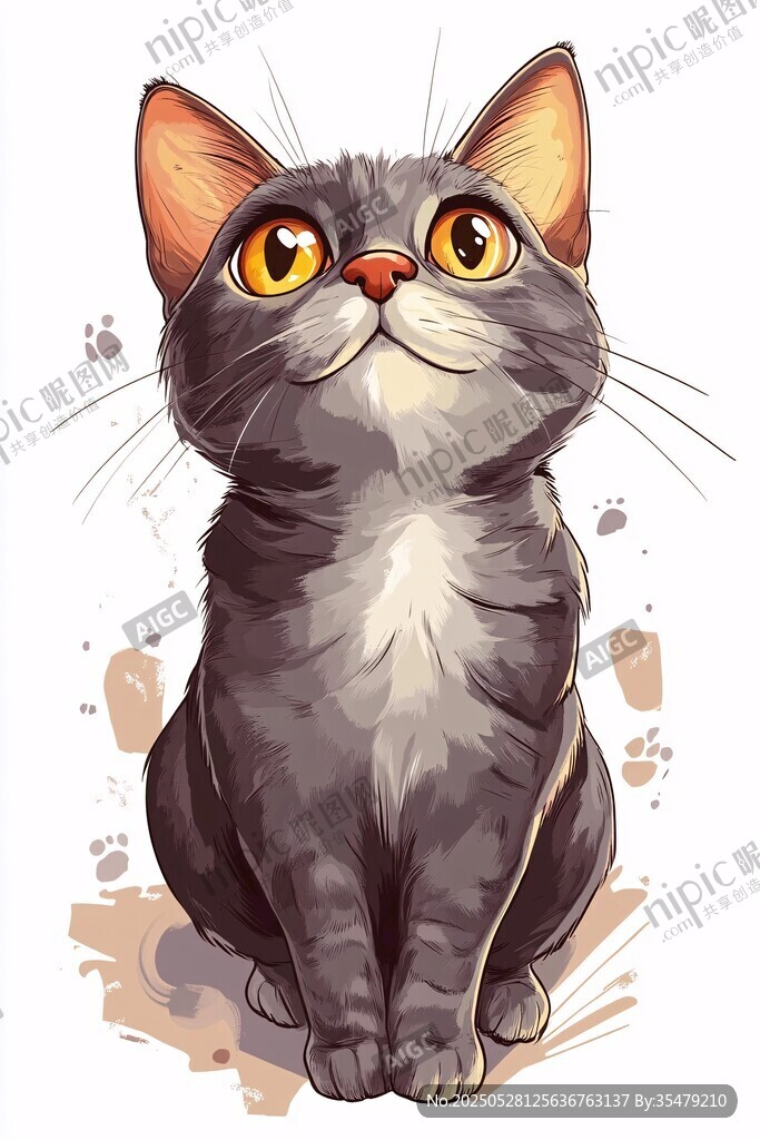 可爱灰猫仰头萌态