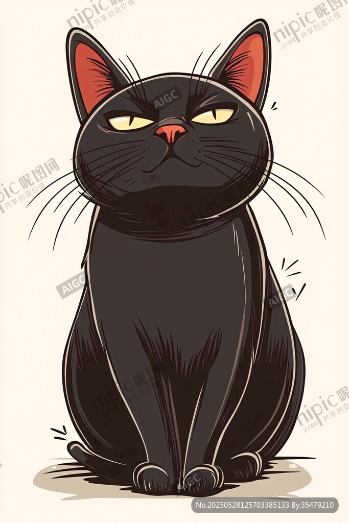 傲娇黑猫坐立姿态图