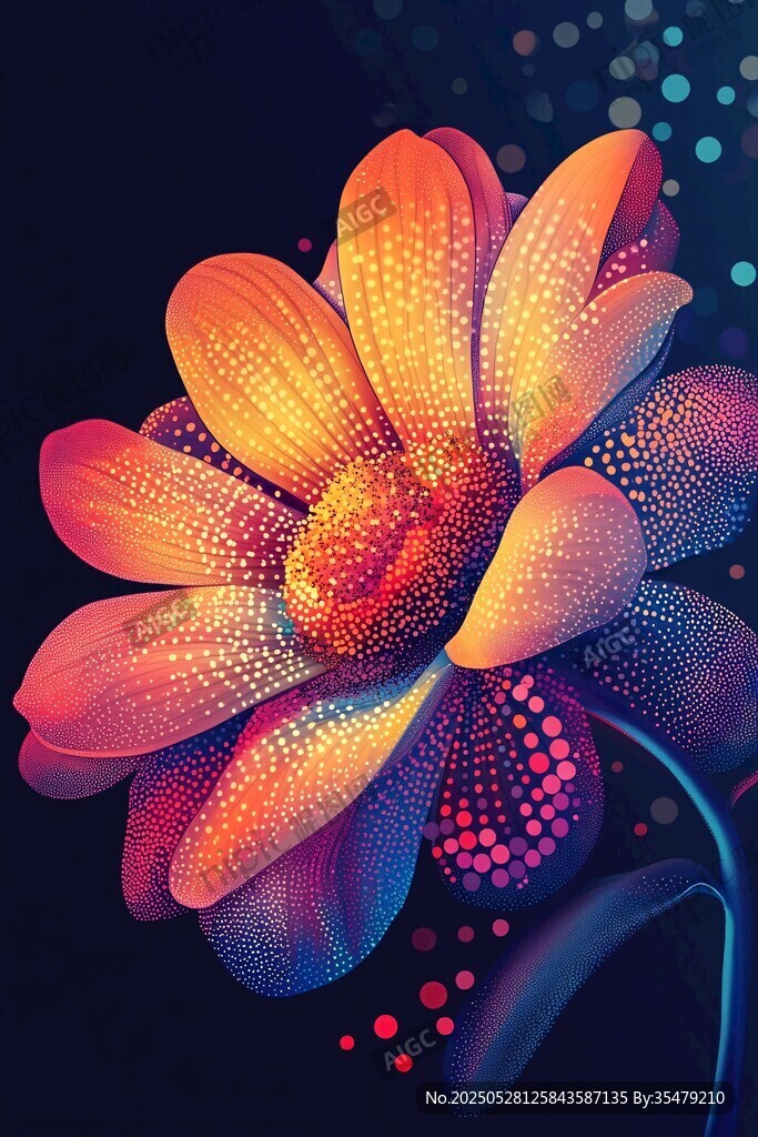梦幻炫彩花卉插画艺术