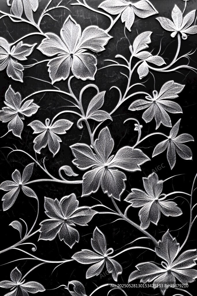 黑白花卉纹理图案