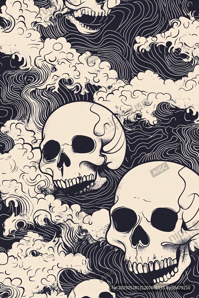 骷髅云海图案 神秘且独特
