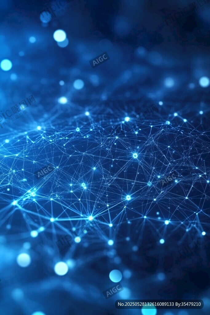 蓝色科技感网络连接背景图