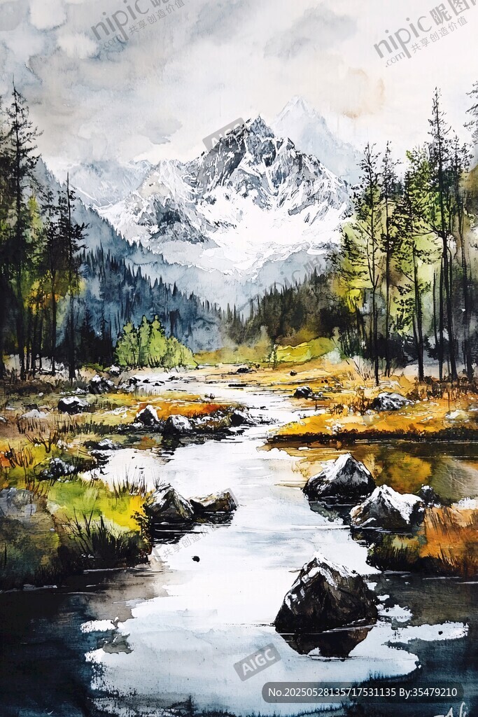 山间溪流绘就自然美景