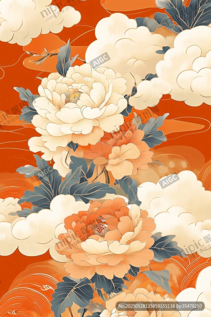 国色牡丹祥云图