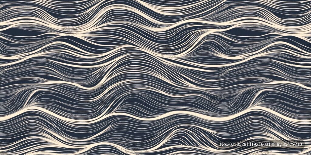 海浪线条抽象无缝图案
