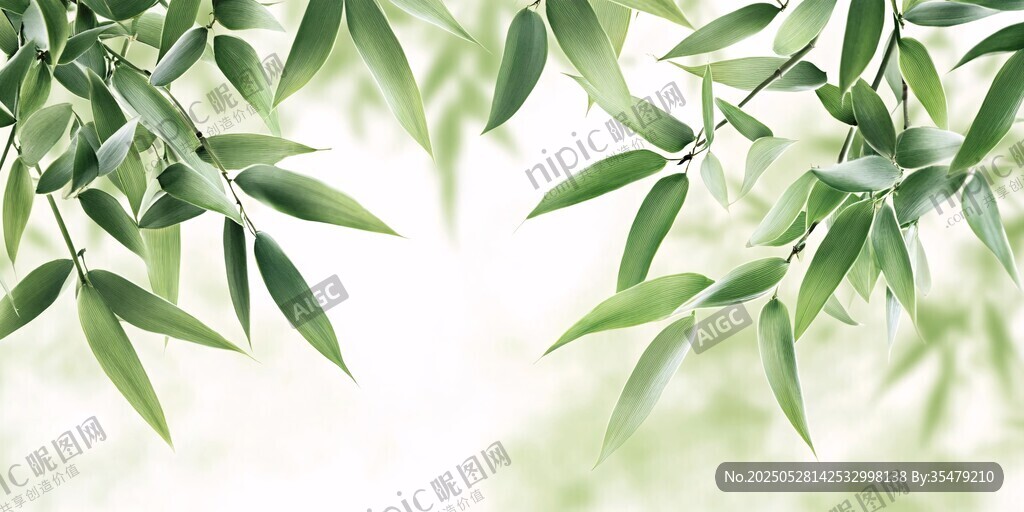 翠绿竹叶 清新自然之景