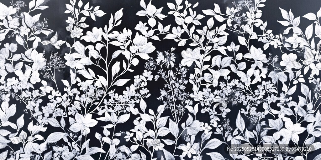 黑白花卉图案背景纹理