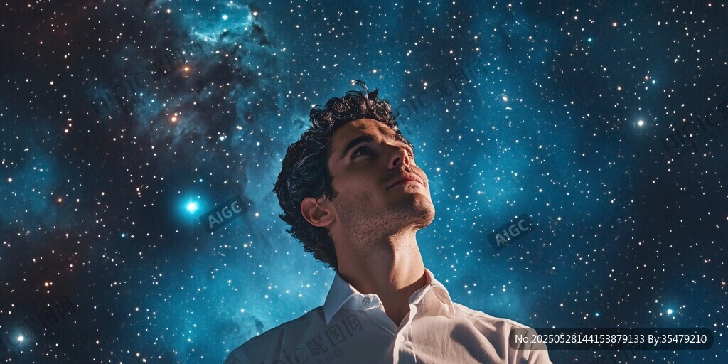 男子仰望璀璨星空