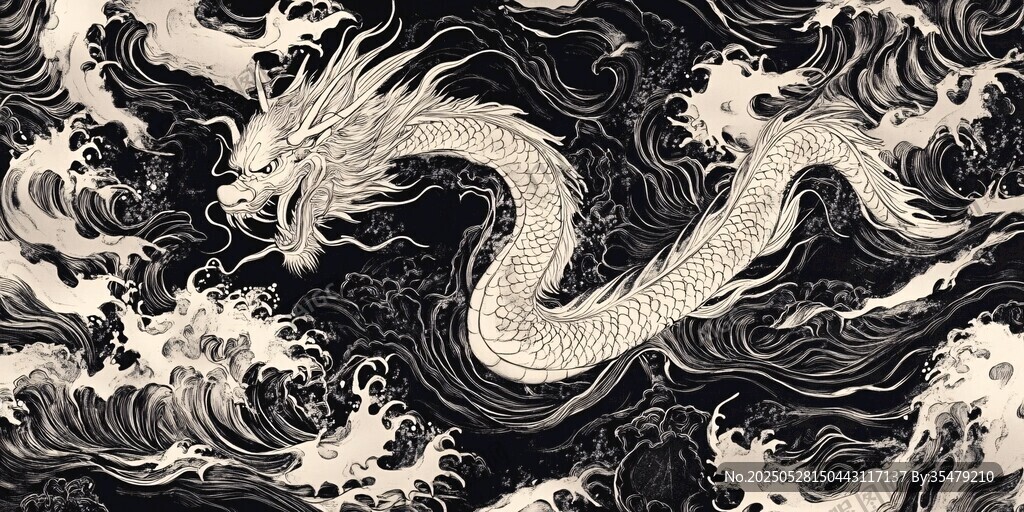 龙游海浪 日式风格艺术图