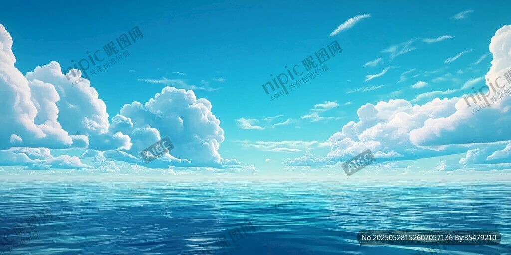 梦幻蓝天碧海的美丽景象